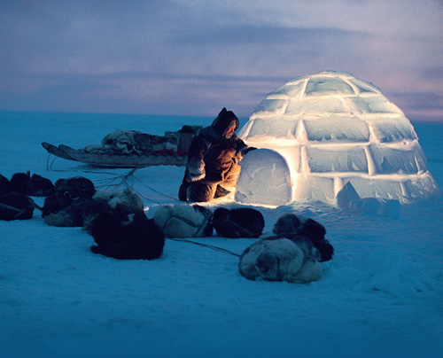 inuit constroi iglu para se proteger do frio