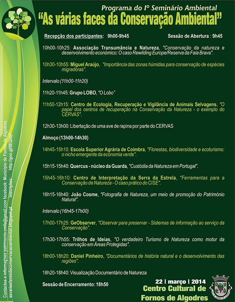 Programa do Seminário “As Várias Faces da Conservação Ambiental ”