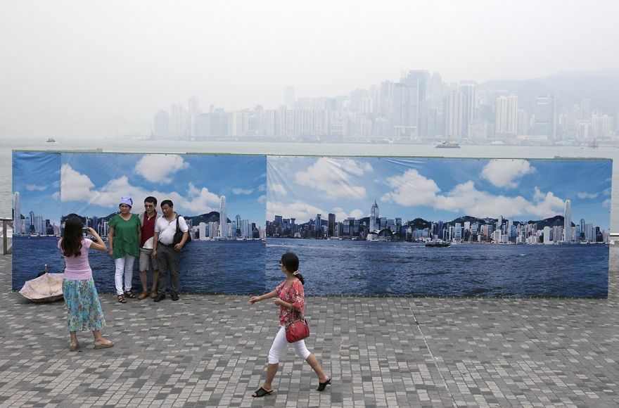hong kong linha do horizonte smog turistas