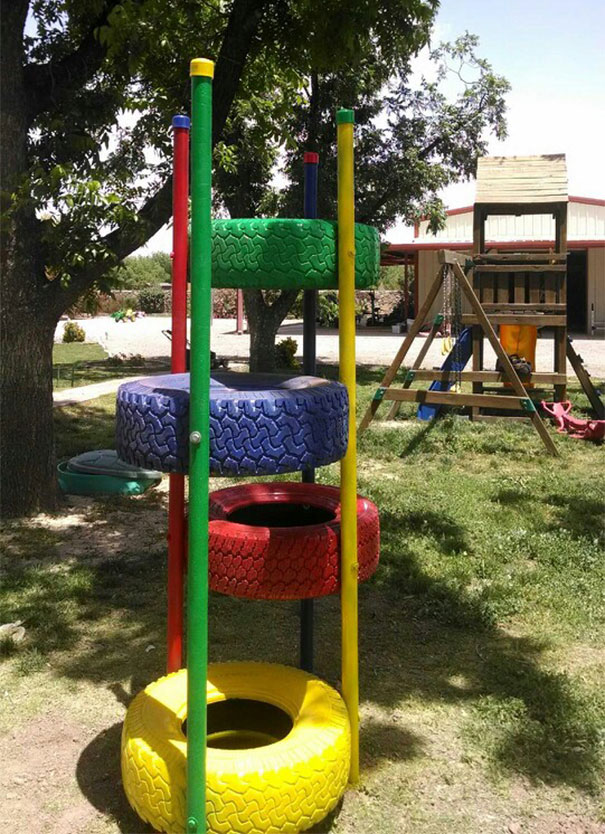 reutilizar pneus usados parque crianças