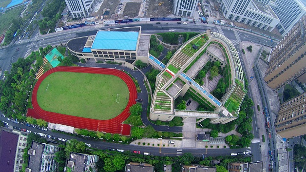 horta de telhado escola china