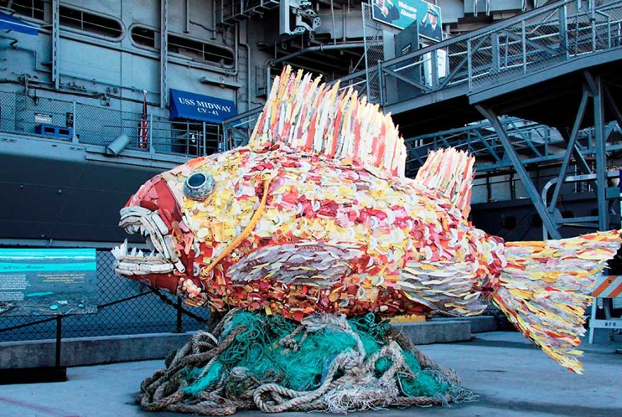 peixe arte resíduos