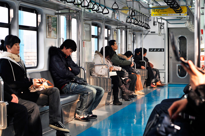 Seul coreia do sul metro assentos aquecidos