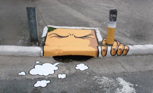 creative-interactive-street-art-sarjeta fumar