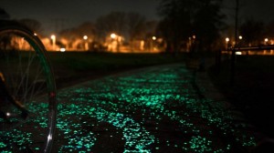 estrada que brilha no escuro