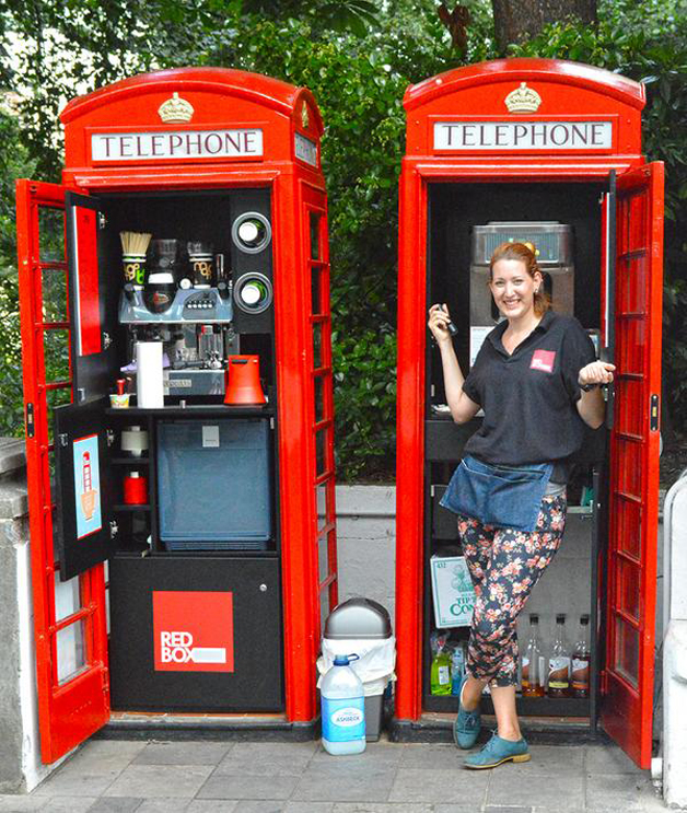 Serviço de tradução de cabine telefônica vermelha em inglês